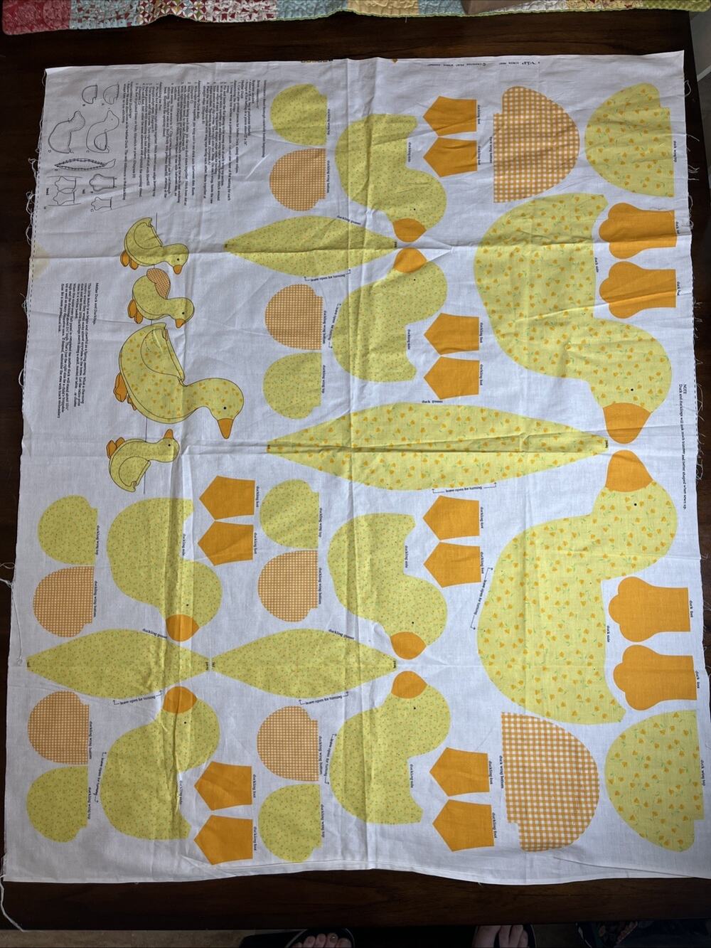 Vintage VIP Cranston Cotton Quilt Fabric Calico Gingham Stuffed Duck Panel Sew